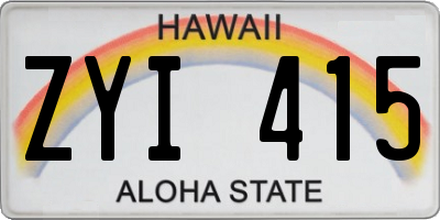 HI license plate ZYI415