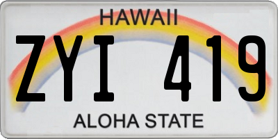 HI license plate ZYI419