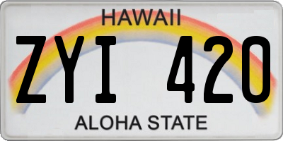 HI license plate ZYI420