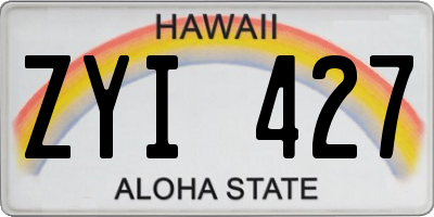 HI license plate ZYI427