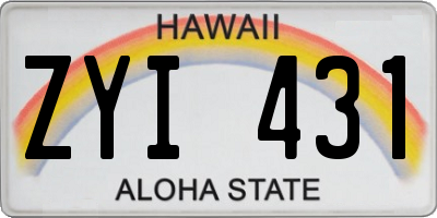 HI license plate ZYI431