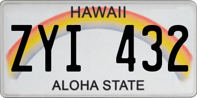 HI license plate ZYI432