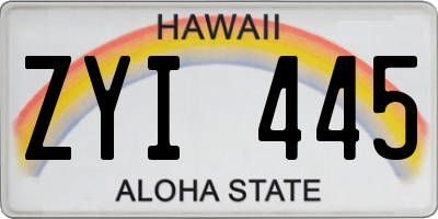 HI license plate ZYI445