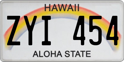 HI license plate ZYI454