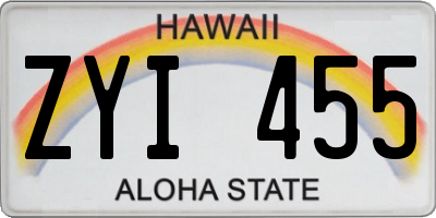 HI license plate ZYI455
