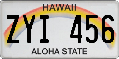 HI license plate ZYI456