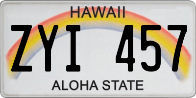 HI license plate ZYI457
