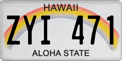 HI license plate ZYI471