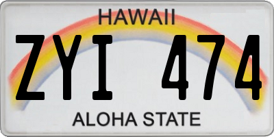 HI license plate ZYI474