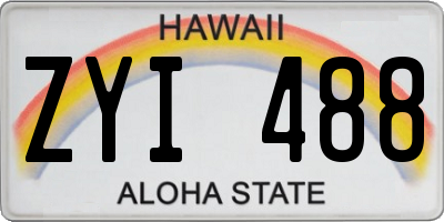 HI license plate ZYI488