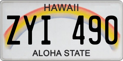 HI license plate ZYI490