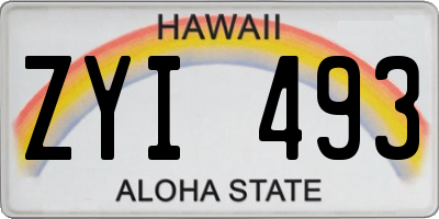 HI license plate ZYI493