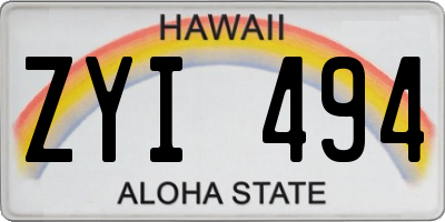 HI license plate ZYI494