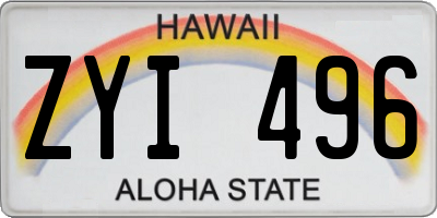 HI license plate ZYI496