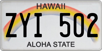 HI license plate ZYI502