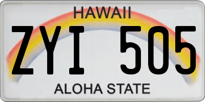 HI license plate ZYI505