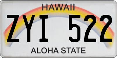 HI license plate ZYI522