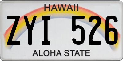 HI license plate ZYI526