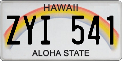 HI license plate ZYI541