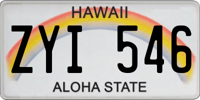 HI license plate ZYI546