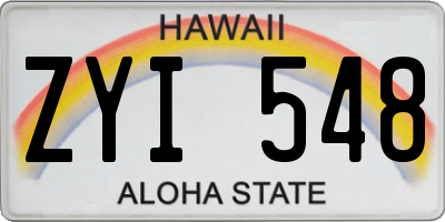 HI license plate ZYI548