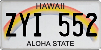 HI license plate ZYI552
