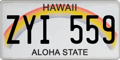 HI license plate ZYI559