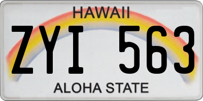 HI license plate ZYI563