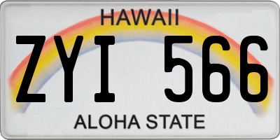 HI license plate ZYI566
