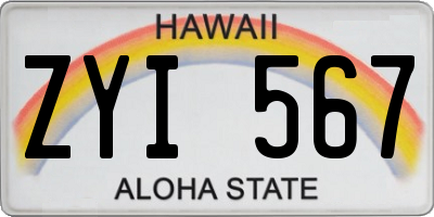 HI license plate ZYI567