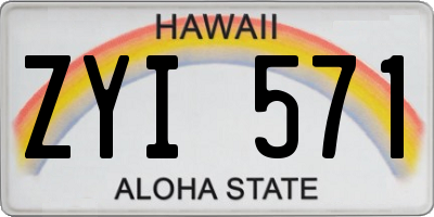 HI license plate ZYI571