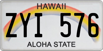 HI license plate ZYI576