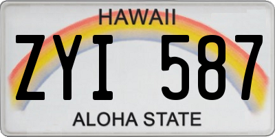HI license plate ZYI587