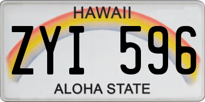 HI license plate ZYI596