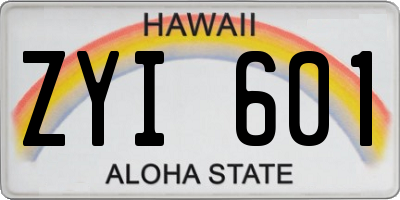 HI license plate ZYI601