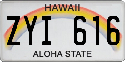 HI license plate ZYI616