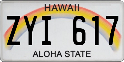 HI license plate ZYI617