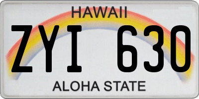 HI license plate ZYI630