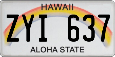 HI license plate ZYI637
