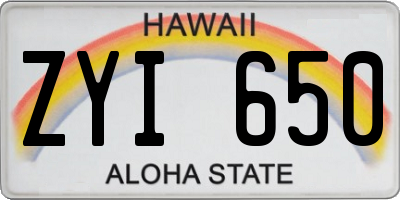 HI license plate ZYI650