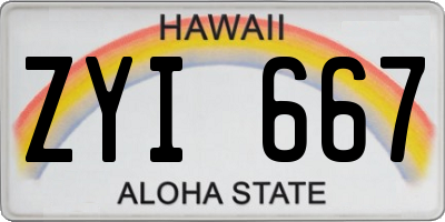HI license plate ZYI667