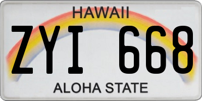 HI license plate ZYI668