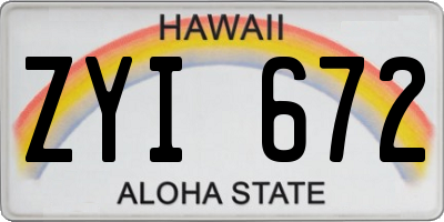 HI license plate ZYI672