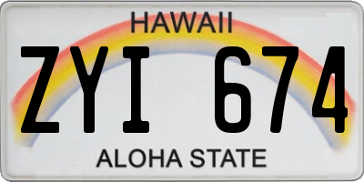 HI license plate ZYI674