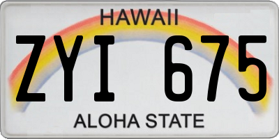 HI license plate ZYI675