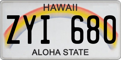HI license plate ZYI680