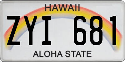 HI license plate ZYI681