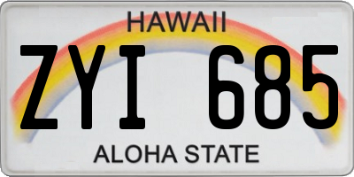 HI license plate ZYI685