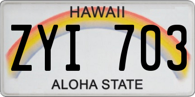 HI license plate ZYI703