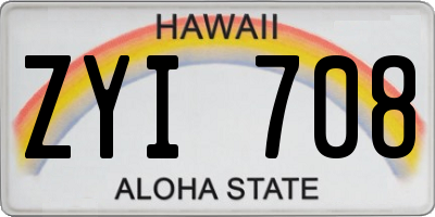 HI license plate ZYI708